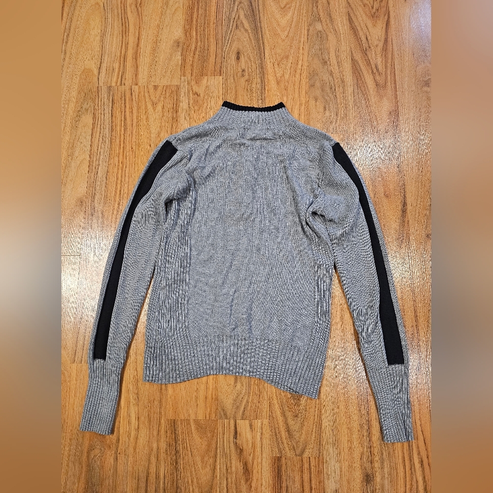 Vintage Style & Co. Gray and Black Ribbed Quarter-Zip Sweater - Picture 3 of 10